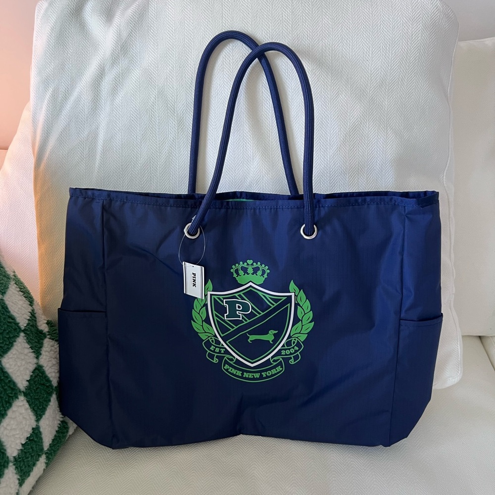 Victorias Secret Tote Bag- Navy Blue and Green Reversible